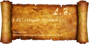 Lézinger Hiador névjegykártya